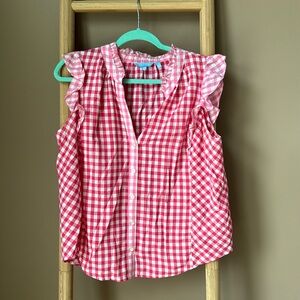 Pink gingham Draper James top